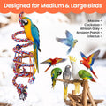 Ultra Long Bird Toys for Large Parrots - 110'' Heavy Duty Cotton Rope Birds Toy Swing, Spiral Hanging Bird Toys with Bell & Acrylic for Macaws, Cockatoos, Greys, Enrichment Parrot Toys