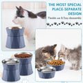Lallisa 2 Pcs Elevated Cat Bowls Adjustable Raised Cat Feeder Non Slip Food Water with Stand Safe Stainless Steel Bowls with Pet Food Stand for Pets Feeding Eating(Blue)