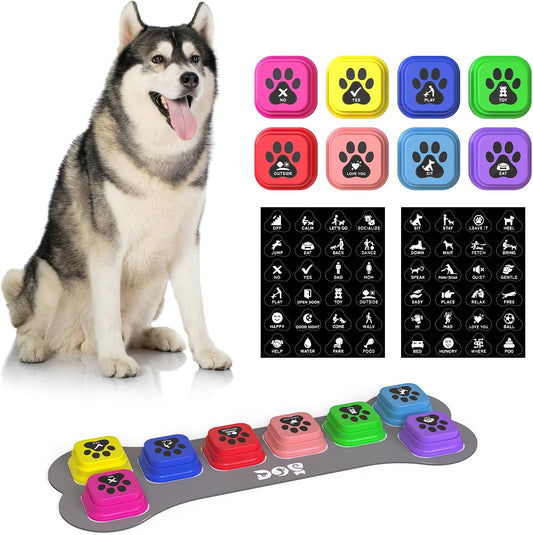 Dog Buttons for Communication,8 Pack Square Dog Talking Buttons Starter Set