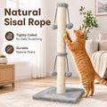 Dimaka 29'' Cat Scratching Post, Natural Sisal Rope Scratcher Post, Kitten Claw Scratch with 4 DanglingToy Balls for Large Cats (Grey)