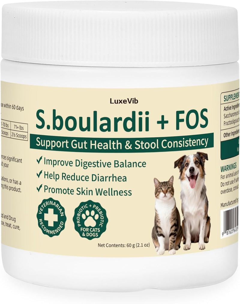 S.boulardii + FOS Pet Probiotic Powder for Dogs and Cats, 6.7 Billion CFU, Gut & Immune Support, Loose Stool & Digestive