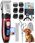 iBTC Dog Shaver Clippers Low Noise Rechargeable Cordless Electric Quiet Hair Clippers Set for Dogs Cats Pets Features a Ceramic Blade Head that is Removable (red)