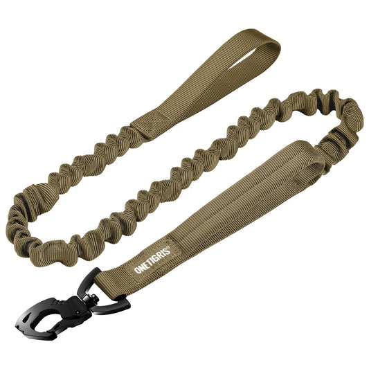 OneTigris Tactical Dog Training Bungee Leash with Control Handle Quick Release Nylon Leads Rope (Tan)