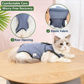 kzrfojy Cat Surgery Recovery Suit Cat Onesie for Cats After Surgery Spay Surgical Abdominal Wound Skin Diseases E-Collar Alternative Wear (Grey-Blue-L)