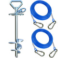 Catapamey Dog Tie Out Cable and Stake,with 2x15 Feet Heavy Duty Cable(up to 200lbs),360° Swivel Dog Run Anchor,Runner for Yard-No Tangle,Ideal for Outdoor Camping