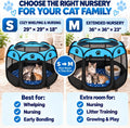 Whelping Box for Cats, Pop-up Playpen for Kittens and Mom with Washable Starry Moon Pad & Grooming Glove, 3-in-1 Portabl