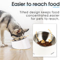 SuperDesign Mess Free 15° Slanted Bowl for Dogs and Cats, Tilted Angle Bulldog Bowl Dog Feeder, Non-Skid & Non-Spill, Easier to Reach Food S/0.5 Cup White