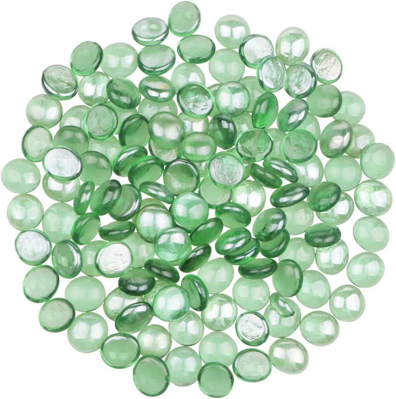 YIYA Green Flat Marble Decorative Beads Glass Gems for Home Decoration Vase Filler Fish Tank Bottom Decoration (About 1.
