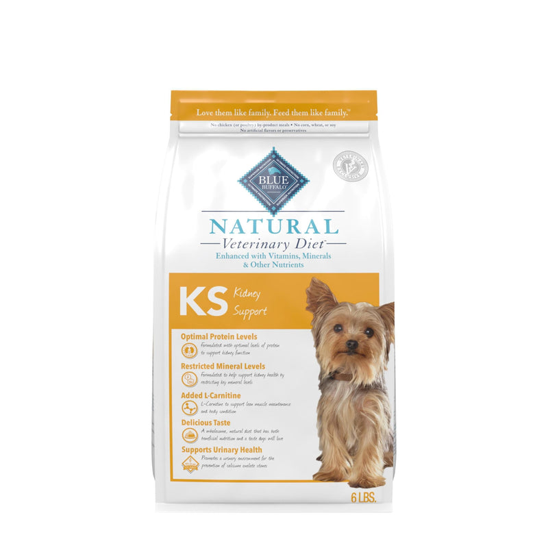 Blue Buffalo Natural Veterinary Diet KS Kidney Support Dry Dog Food, Chicken 6-lb Bag