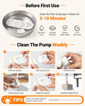 12L/3.17Gal Dog Water Fountain with Silicone Mat & 3 Filters, Stainless Steel Multi Pet Water Dispenser, Quiet Automatic Dog Water Bowl Dispenser with Visible Window & Alert Light for Large Dogs Cats