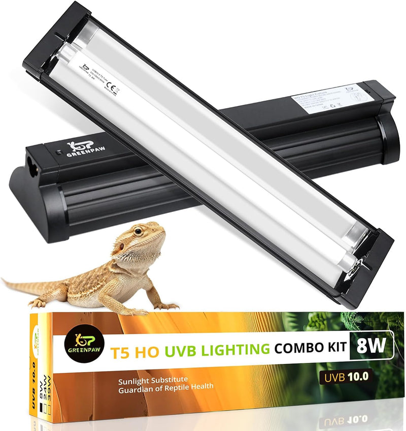 T5 UVB Reptile Light Fixture Combo Kit 8W 10.0 – Complete HO UVB Light for Reptiles with 12.44