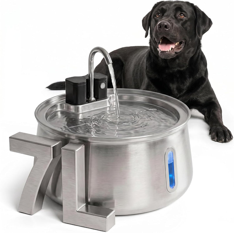 Selene Wireless Doggy Fountain, 7L (1.85 Gal) Cordless Dog Water Fountain for Dogs Inside, Stainless Steel Pet Fountain,