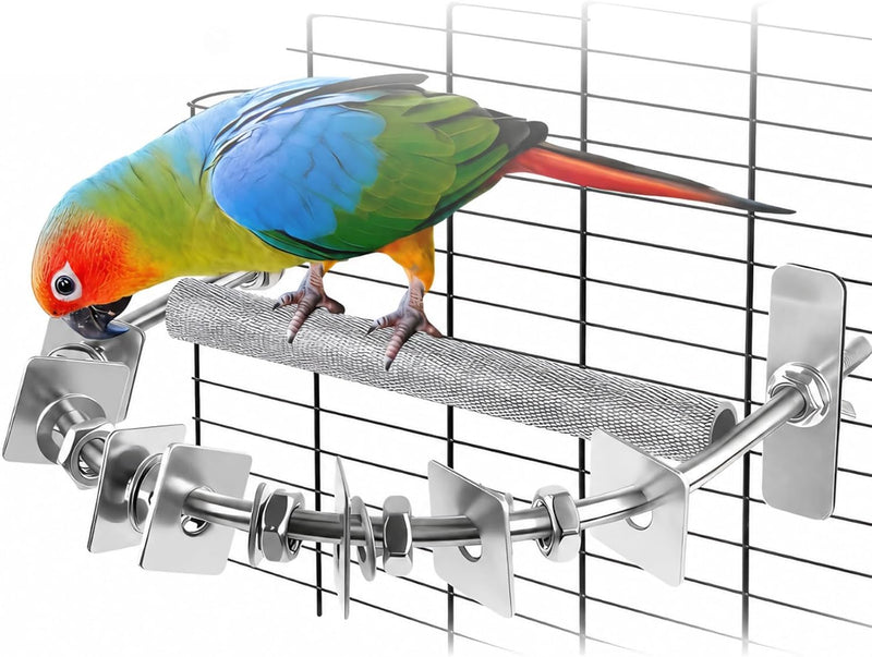 8.3 * 7.3In Parrot Chewing Toy, Long-Lasting Stainless Steel Bird Perch with Durable Chew Parts for Large Birds, Cockati