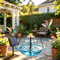 Solar Cascade Hanging Bird Bath Fountain, 3-Tier Hanging Solar Bird Bath with Detachable Solar Panel, 5ft Extension Cord & 8 Nozzles, Weather-Resistant Outdoor Garden Patio Yard Backyard Lawn Decor