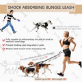 Heellpxi Dog Leash with Waist Belt, Reflective Stitching, Dual Handles, Elastic Retractable Design, Perfect for Running, Black, Suitable for Medium and Large Dogs
