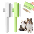 2 Pcs Flea Comb for Pet, Dog Cat Hair Removal Comb with Release Button, Self-Cleaning Grooming Brush for Shedding, Massaging, Short & Long Fur (White&Green)