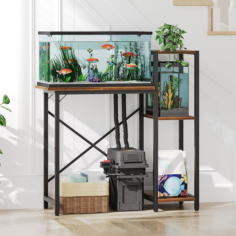 MAHANCRIS 5-10 Gallon Fish Tank Stand, 3-Tier Aquarium Stand with Storage