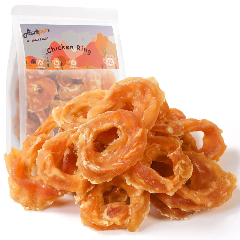 ASMPET Chicken Jerky Dog Treats, Chicken Rings, Training Treats for Dogs, Natural Dog Jerky Treats