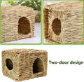 Tfwadmx Rabbit Grass House 2PCS, Extra Large - Natural Hand Woven Seagrass Play Hay Bed, Hideaway Hut Toy for Bunny Hams
