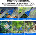 5 in 1 Fish Tank Cleaner Kit Aquarium Cleaning Tools with 19 Inch Anti-Slip Handle Fish Tank Cleaner with Algae Scraper 