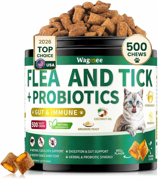 Flea and Tick Prevention for Cats Chews, 500 Crunchy & Creamy Flea Chews