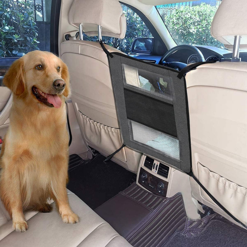 Dog Car Barrier,Backseat Pet Barrier for Cars, SUVs & Trucks, Breathable Mesh Dog Seat Divider with Adjustable Straps an