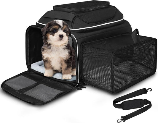 Petskd Top and Side Expandable Small Pet Carrier Airline Approved