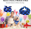 Plaid Dog Bandana with Button, Dual Layer Soft Cotton Triangle Dog Scarf Kerchief Washable Girl Boy Dog Bandanas Adjustable Accessories for Small Medium Large Extra Large Dog Puppy Pet