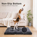 Dog Crate Bed Washable Dog Beds for Large Dogs Deluxe Thick Flannel Fluffy Comfy Kennel Pad Anti-Slip & Anti-Scratch Pet Sleeping Mat, 35 x 23 Inch, Gray