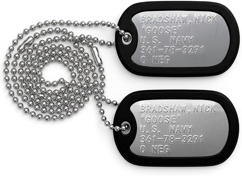 Military Dog Tag Necklace with Pre-Stamped ID Plates and Silencers