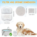 18 Sets Pet Water Fountain Filter Replacement Compatible with Oneisall PWF-002 7L/230oz Dog Water Fountain, Dog Water Bowl Filters with Pre-Filters and Pump Sponges