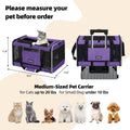 PAPZER Cat Carrier Soft-Sided Travel Bag for Medium to Large Cats Over 15lbs, Small Dog Carrier Crate Top Entry Breathable Mesh Puppy 12 Pounds, Pet Rabbit Carrying Cage Kennel Collapsible Purple