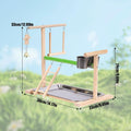 Bird Playground, Natural Wood Bird Perch Stand with Removable Tray and 2 Stainless Steel Feeder Cups, Parrot Playstand B