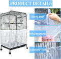 ASOCEA Extra Large Bird Cage Seed Catcher Guard Universal Birdcage Cover Nylon Mesh Net for Parrot Parakeet Macaw Lovebird - White (Not Include Birdcage) …