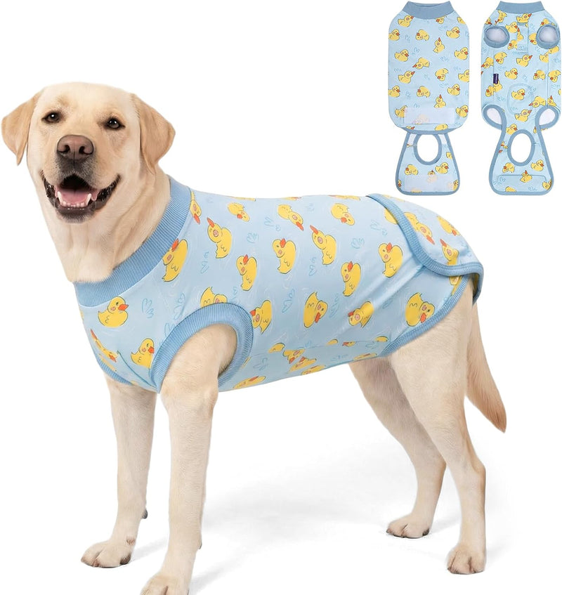 cyeollo Recovery Suit for Dogs Surgery Surgical Dog Onesie, Yellow Duck, XL