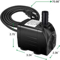 Jhua Water Fountain Pump 300GPH (1100L/H, 21W) Submersible Water Pump, Ultra Quiet Fountain Pumps Submersible Outdoor wi