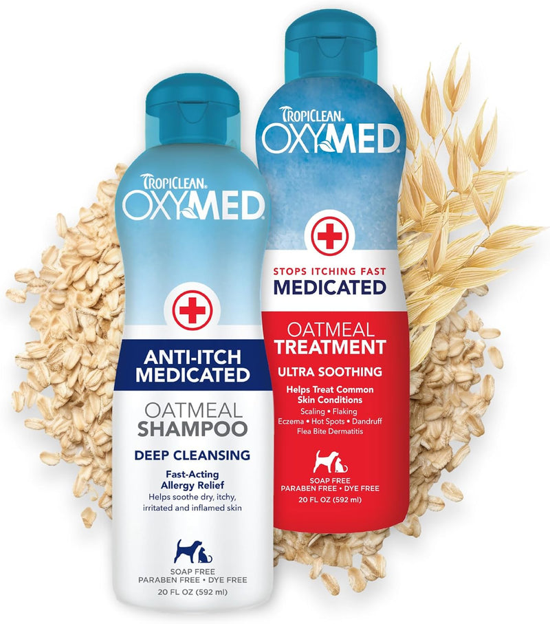 TropiClean OxyMed Medicated Dog Shampoo and Conditioner Set, 2 Pack