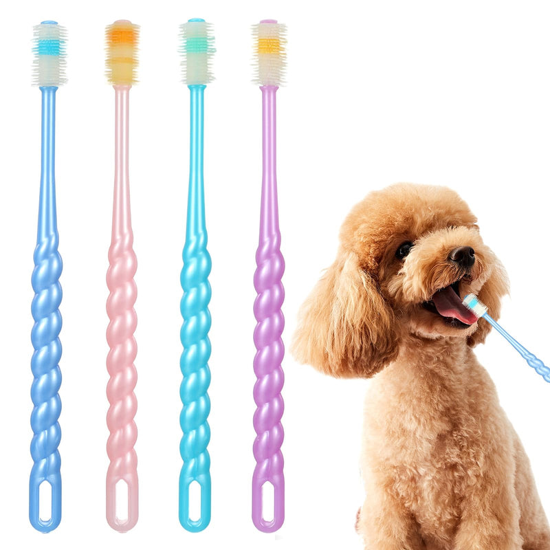 Elegaperma 4 Pcs Cat Toothbrush 360, Deep Teeth Cleaning Cat 360 Toothbrush, 360 Toothbrushes Cat Soft Bristle Multi-Color, 360° Pet Toothbrush Round Design for Small Dogs Cats Dental Care