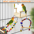 BNOSDM Bird Perch Platform with Mirror, Wooden Climbing Ladder for Parakeet, Small Bird Swing Toys with Hanging Chewing Balls Parrot Cage Accessories Budgie Playground for Cockatiel, Lovebird, Conure