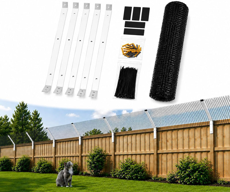 Cat Fence Topper 33FT, Cat Proof Fence Retrofit System Curved Anti Climbers