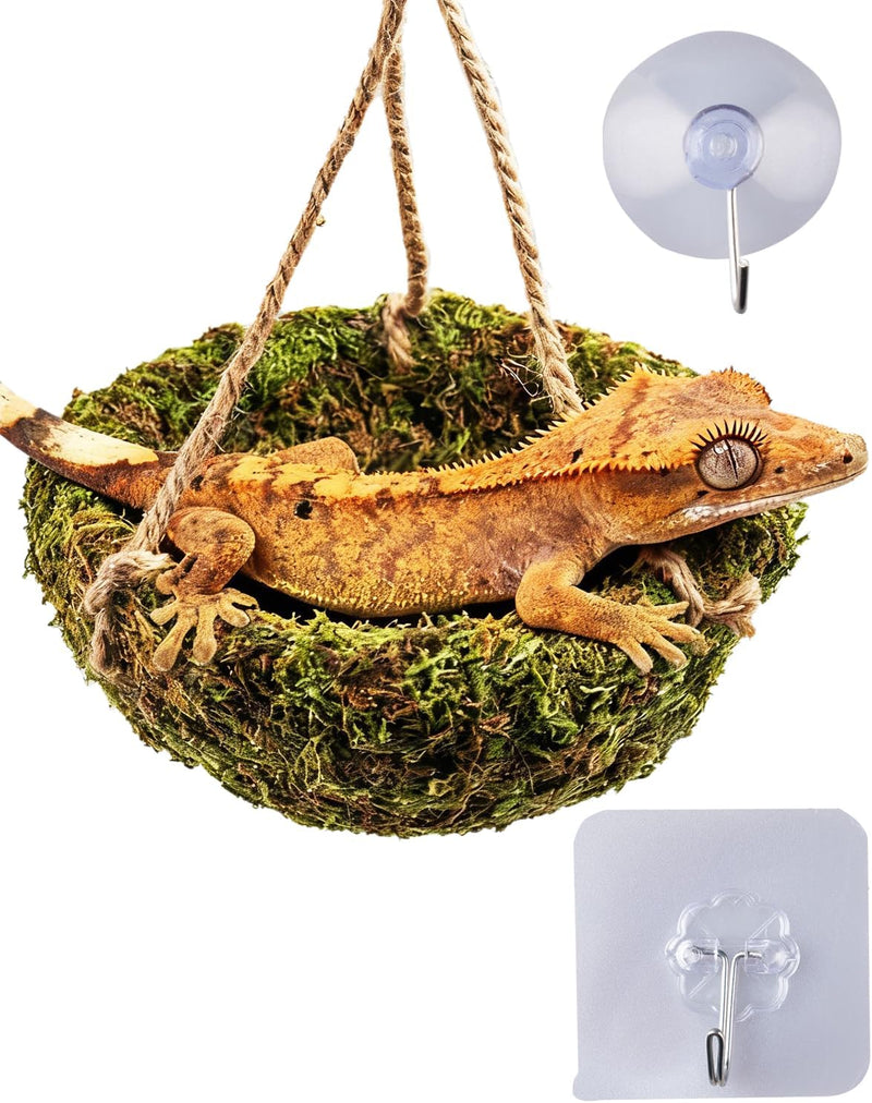 Handmade Crested Gecko Tank Decor – Hanging Shelter for Bearded Dragon Accessories, Reptile Hammock, Hermit Crab, Snake 