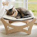 GreenPetopia Cat Hammock Bed, Wooden Elevated Cat Beds with Natural Sisal Scratching Mat, Cats Scratcher Bed with Removable Soft Cushion, Cats Scratching Beds with Wood Frames, 22" L x 17.7" W