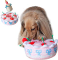 Birthday Cake Snuffle Toy Set, Interactive Enrichment Plush Cake with Squeaker Candle, Treat-Hiding Pocket in Cherries, 