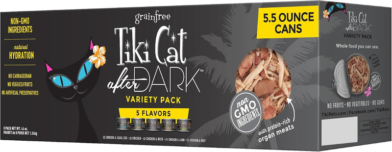 Tiki Cat After Dark Wet Cat Food, Variety Pack, 5.5oz Can, 8ct
