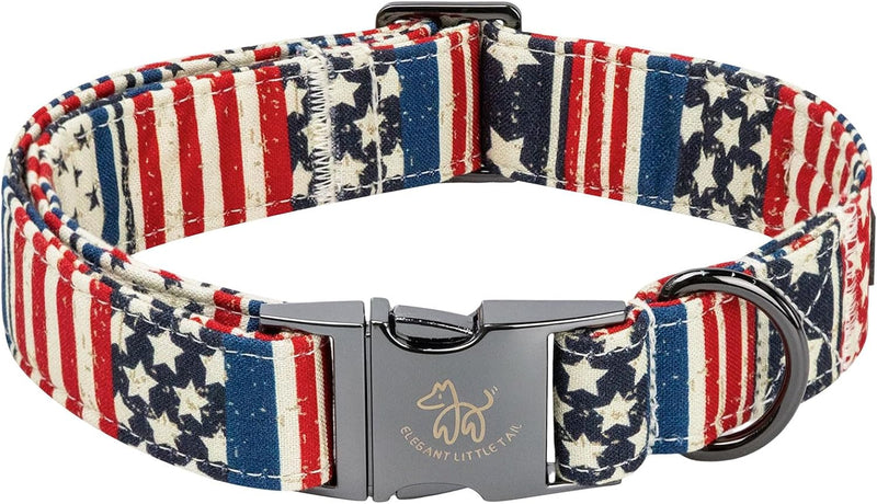 Elegant little tail Independence Dog Collar, Holiday Pet Collar Patriotic Dog Durable Dog Collars Girl or Boy Soft Pet Gift Adjustable Dog Collar for Small Medium Large Dogs
