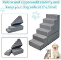 LitaiL 30" Dog Stairs&Steps for Small Dogs for High Beds 6-Step Pet Ramp Up to 30-36" High for Small Dogs & Cats, Grey No Assembly Required
