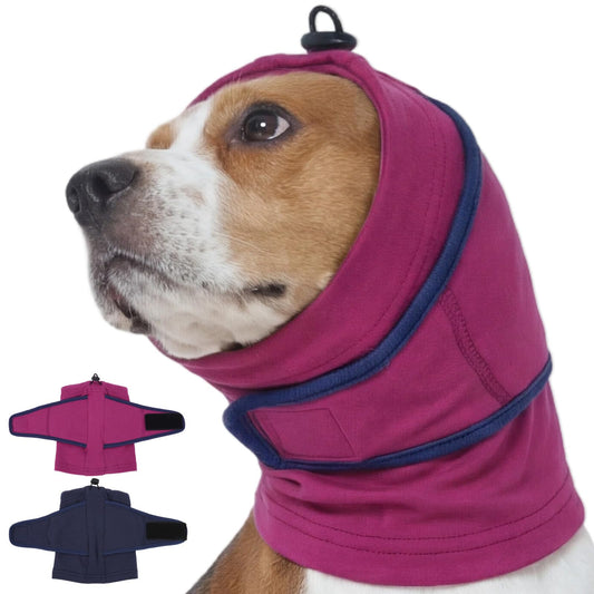 Nanaki Soft Calming Hoodie Quiet for Fireworks,4th of July, Dog Ear Wrap Hematoma Head Cover Anti Flapping, Snoods For Dogs For Eating & Drinking, Adjustable Dog Ear Protection For Bath Blow,Purple,XL