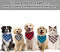 Gofshy Boy Dog Bandana Large- Blue Black Dog Scarf Buffalo Plaid Printing Adjustable Bib Handkerchief Accessories for Medium Large Dogs (L)