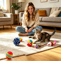 KITCHSTAR 46 PCS Cat Toys for Indoor Cats, Kitten Toys with Cat Spring Toy, Mint Catnip with Crinkle Mouse Ball for Indoor Cats Kittens Exercise