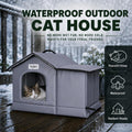 Outdoor Cat House Weatherproof & Insulated for Winter - Upgraded Seamless Bottom Feral Cat Shelter, Waterproof Cat Houses for Outdoor Cats, Easy to Assemble Outside Cat House with Mat(Grey, L)